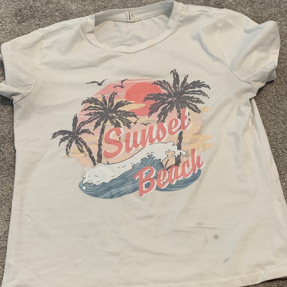 SHEIN White Sunset Beach Tee